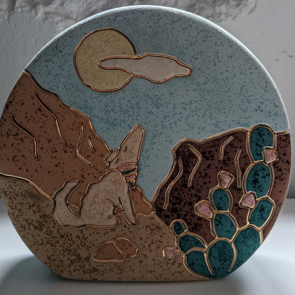Vintage Coyote Ceramic Vase